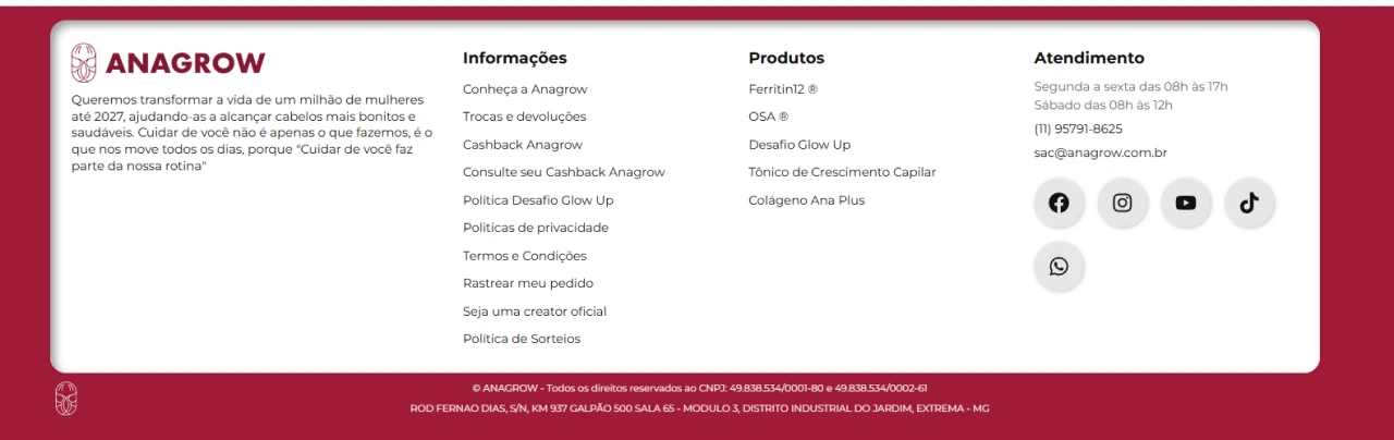 Anagrow - Rodapé / Beneficios