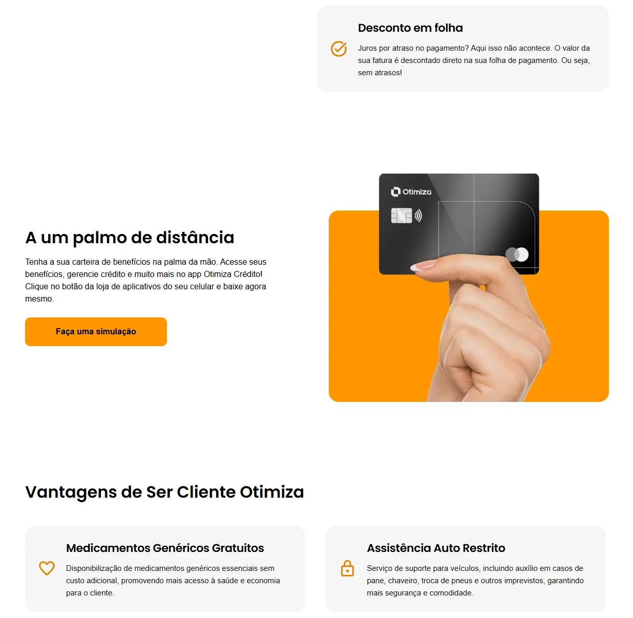Otimiza Crédito - Benefícios do cartão